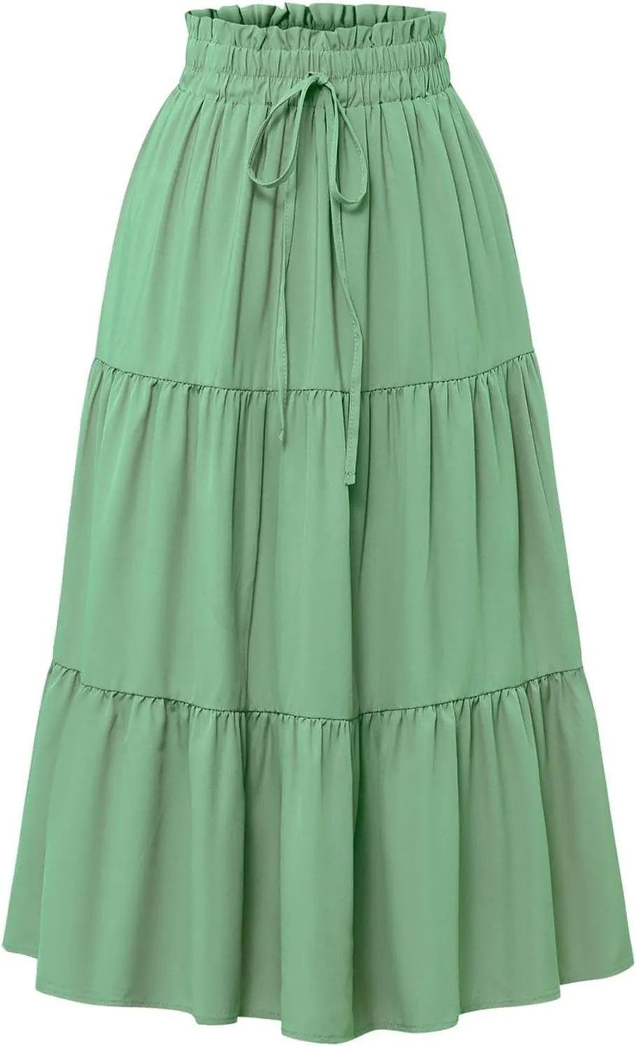 Womens Floral Maxi Skirt Summer Comfy Tiered Elastic High Waisted Long Skirts Vacation A Line Flowy Swing Skirt