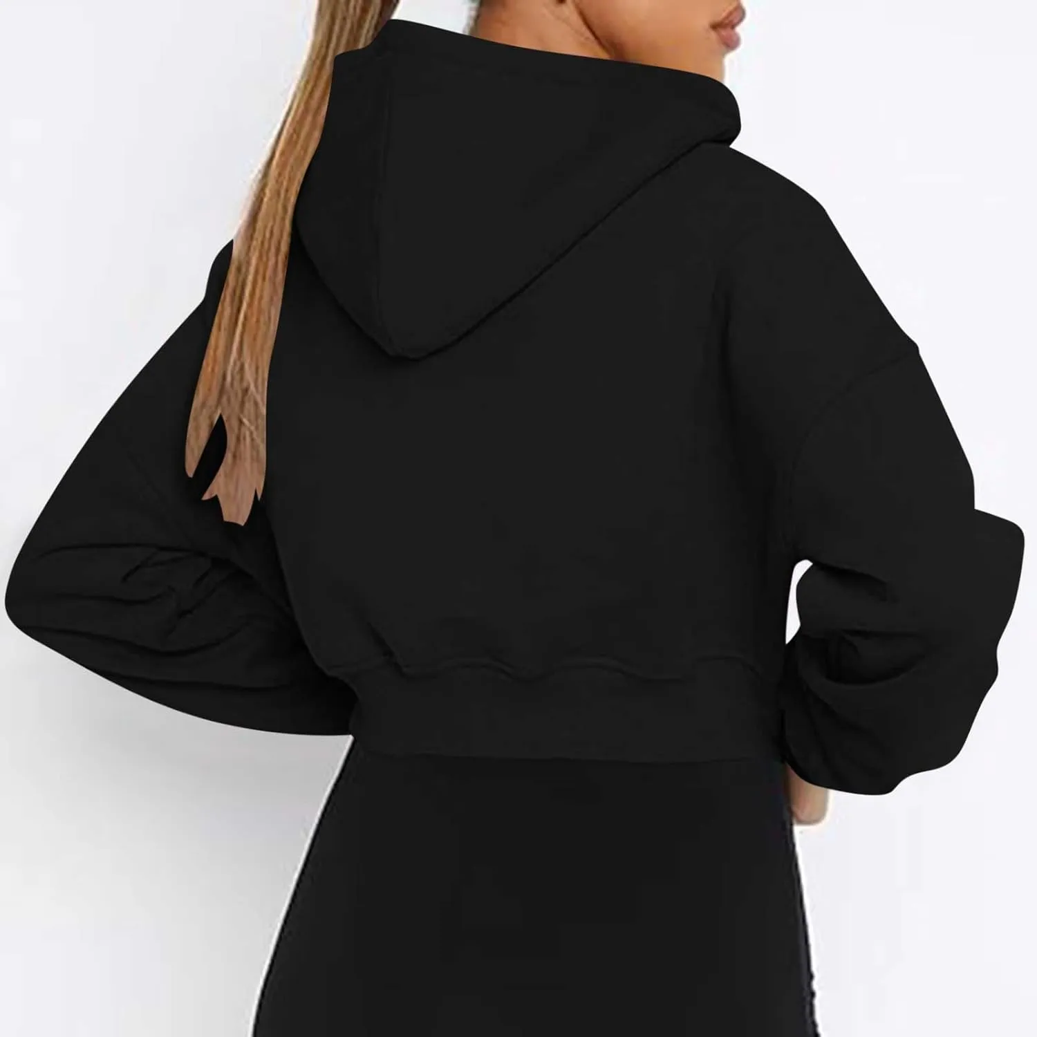 Women's Half Zipper Cropped Sweatshirts Hoodie Pullover, 2024 Outfits Loose Basic Comfy Basic Tops with Thumb Hole