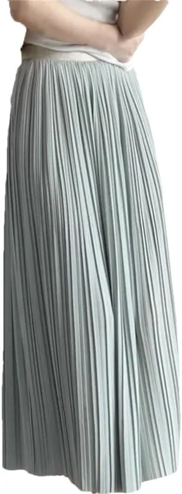 Women's High-Waisted A-Line Skirt Elastic Slim and Large Swing Mid-Length Pleated Skirt