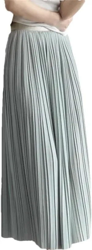 Women's High-Waisted A-Line Skirt Elastic Slim and Large Swing Mid-Length Pleated Skirt