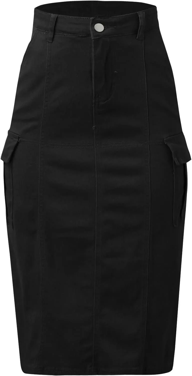 Women's High Waisted Tennis Skirt Women Skirt Solid Casual High Waist Skirt with Pockets A Line Elegant Summer