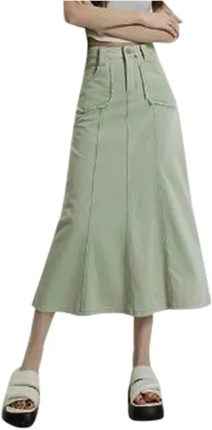 Women's Long Skirt Women's Casual Loose and Versatile Slim Fishtail Denim Skirt Wrap High Waisted Jean Skirt
