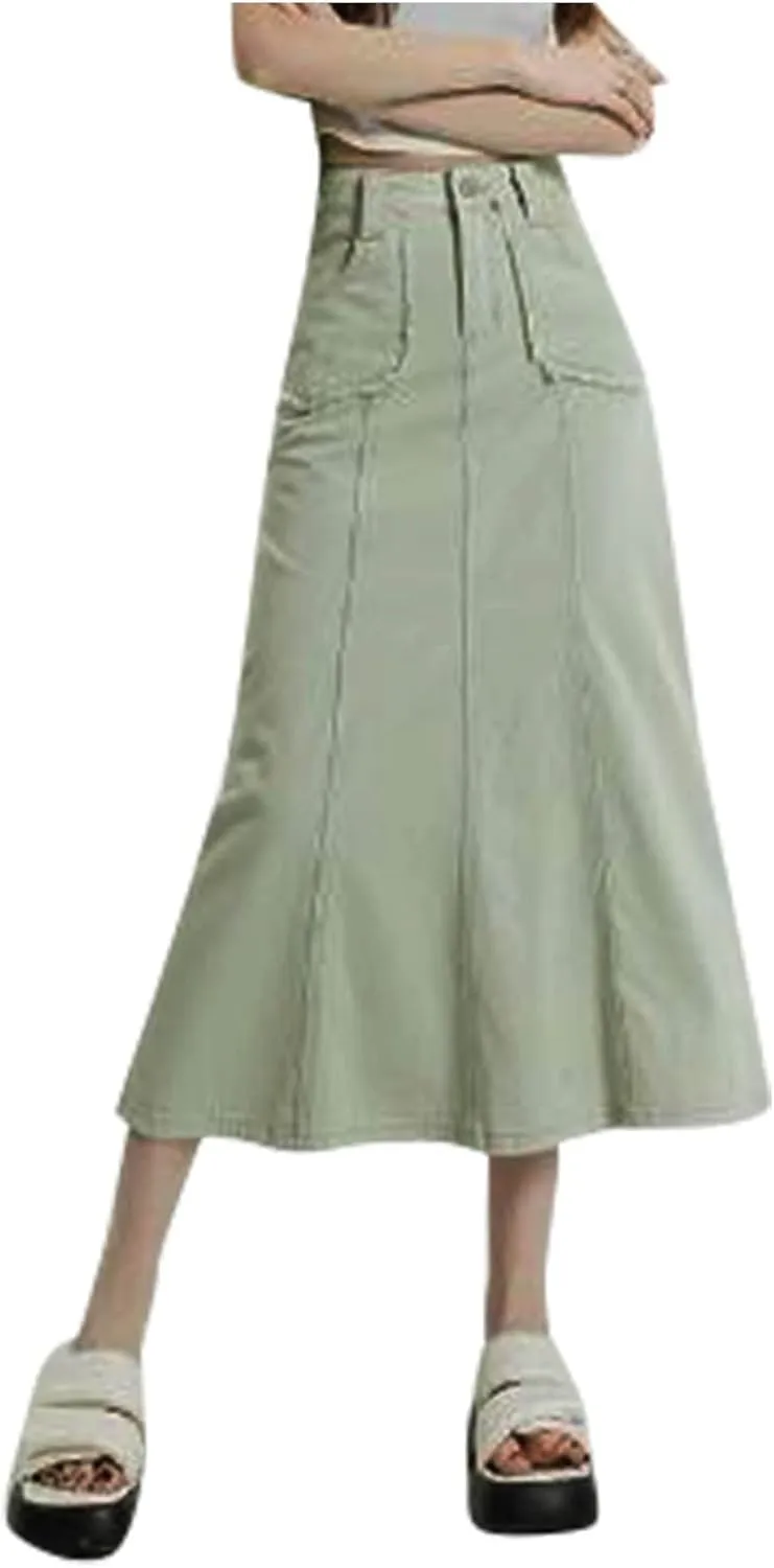 Women's Long Skirt Women's Casual Loose and Versatile Slim Fishtail Denim Skirt Wrap High Waisted Jean Skirt