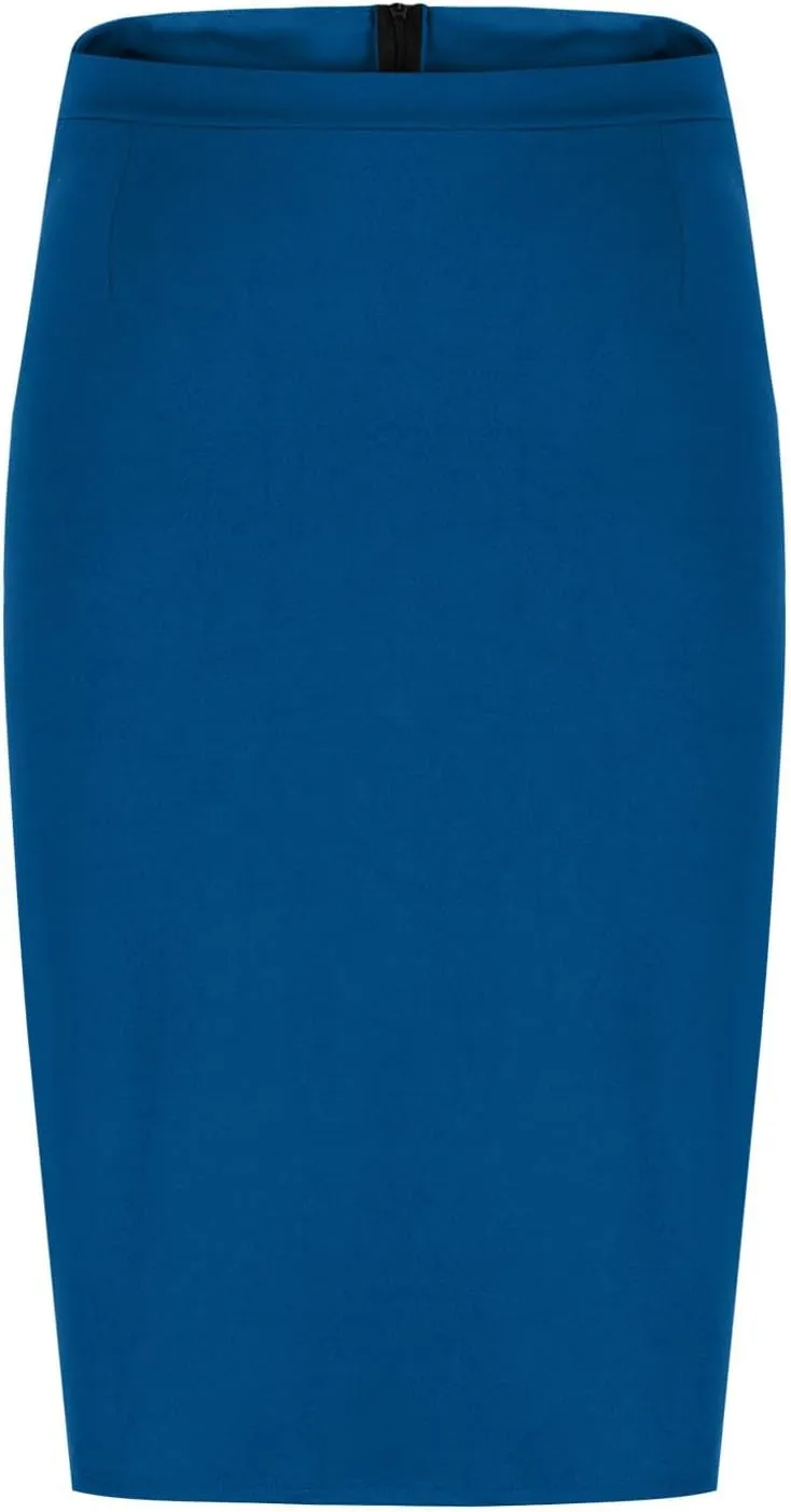 Women's Pencil Skirt Tummy Control Bodycon Skirts Below Knee Office Skirt Business Work Skirt Stretch Zip Up Skirt