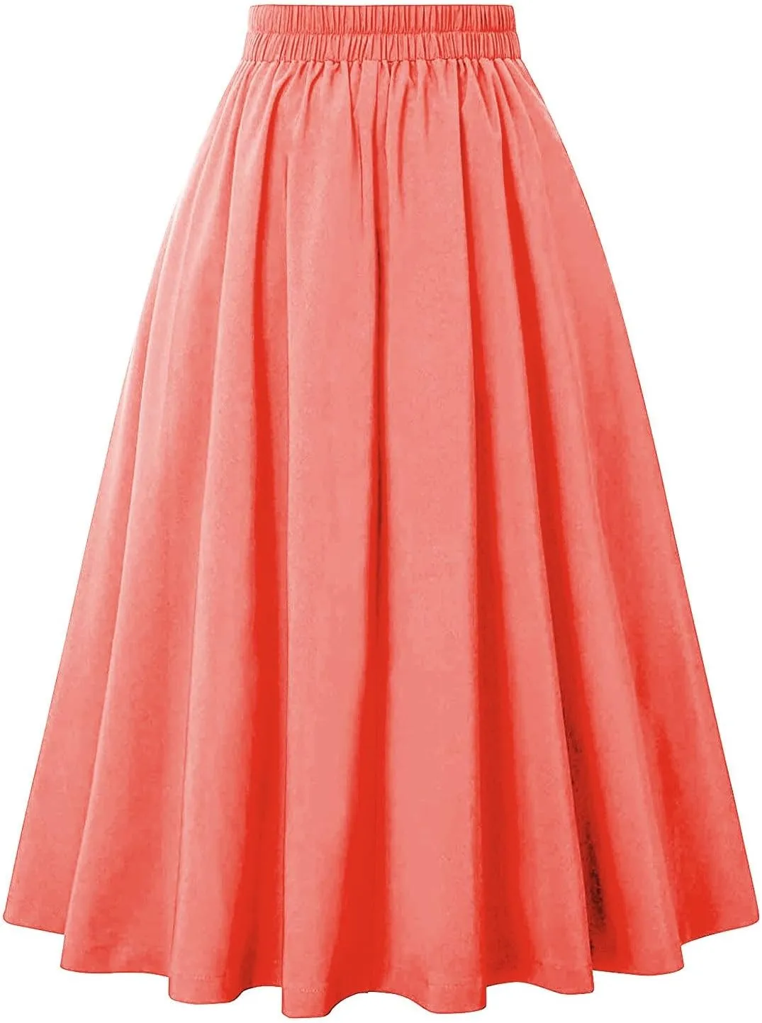Women's Pleated A-Lined Skirts 2024 Summer Fashion High Waisted Midi Skirt Flowy Swing Going Out Work Skirt