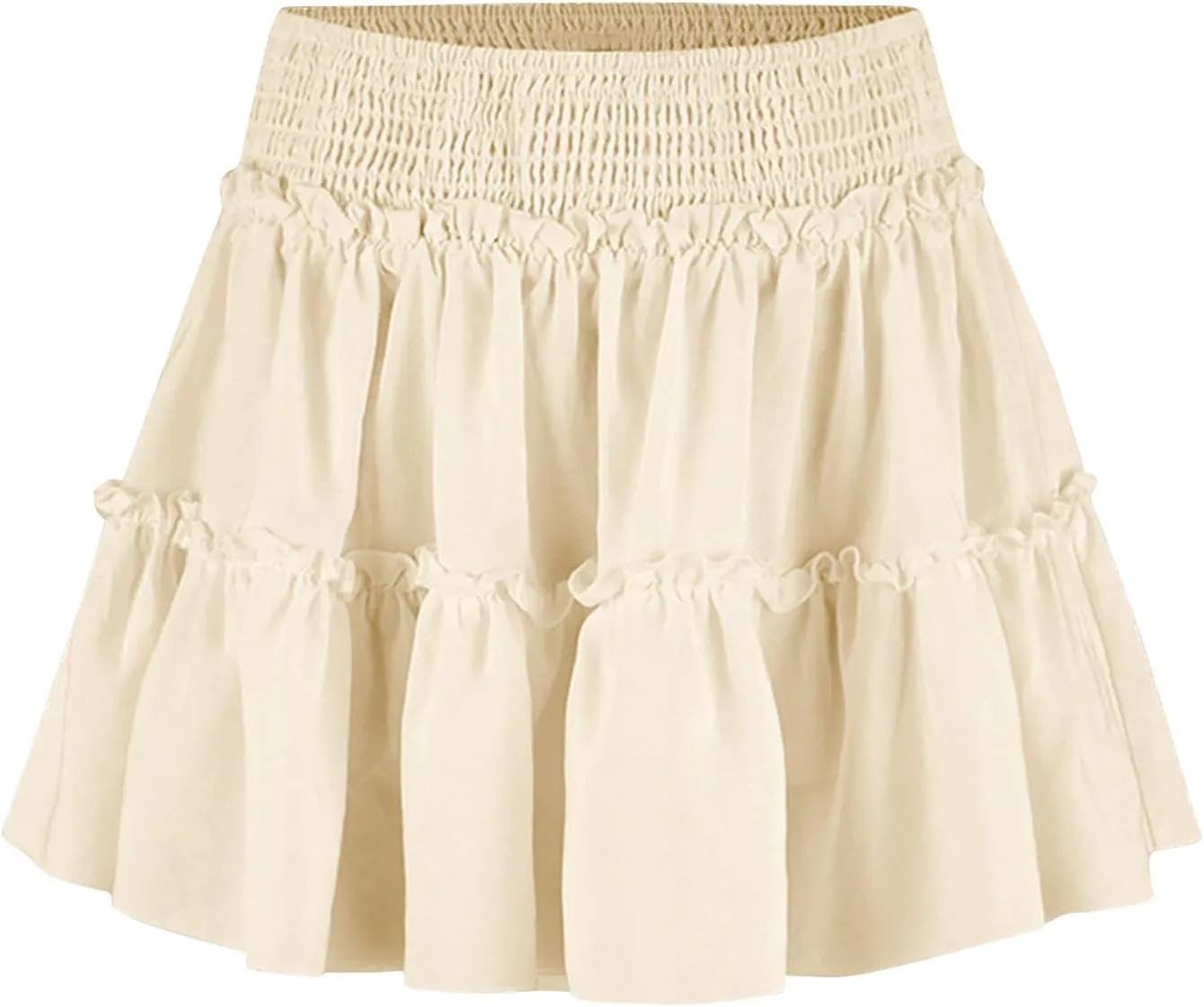 Women's Pleated Skater Skirt High Waisted Layered Ruffles Flared Mini Short Skirts Summer Beach Vacation Skirts
