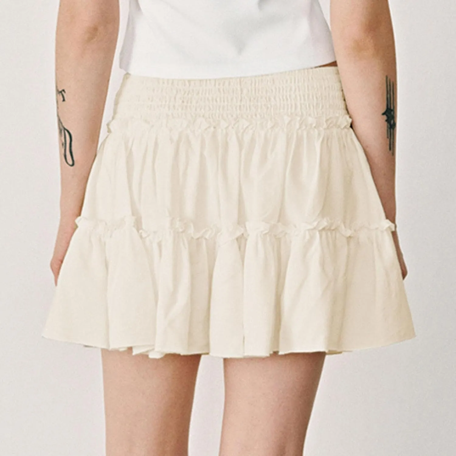 Women's Pleated Skater Skirt High Waisted Layered Ruffles Flared Mini Short Skirts Summer Beach Vacation Skirts