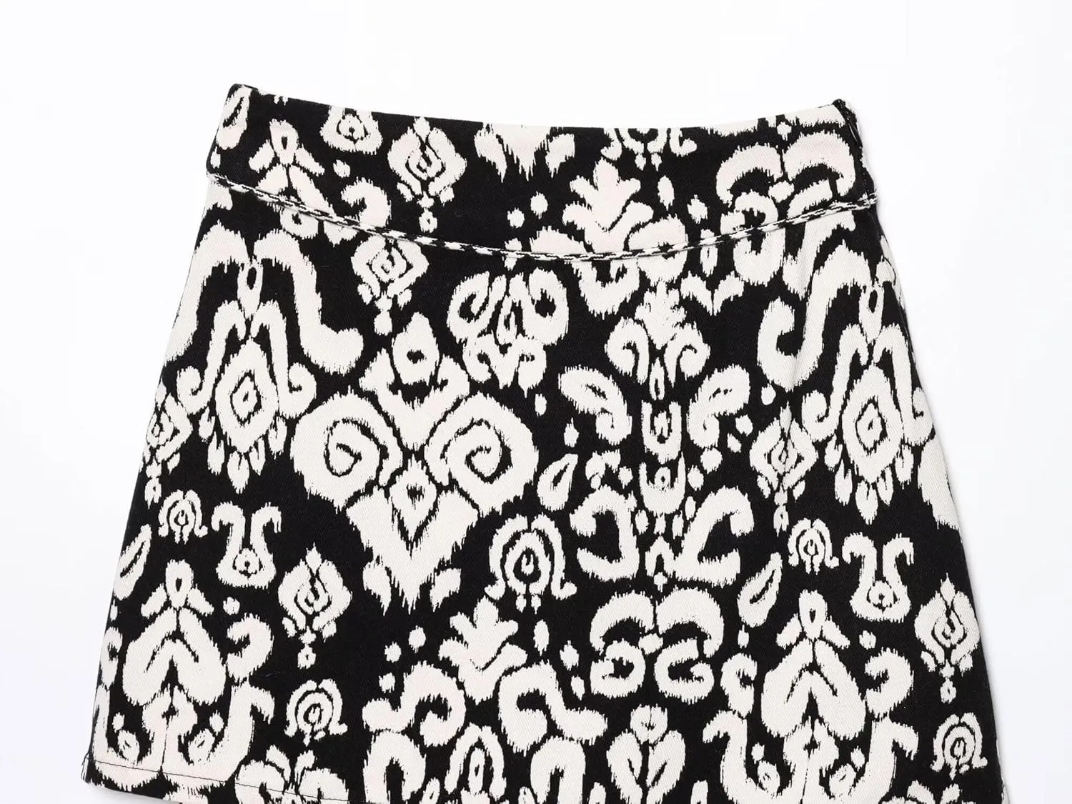 Women's Stylish High Waist Cropped Printed Skort, Invisible Side Zipper Shorts