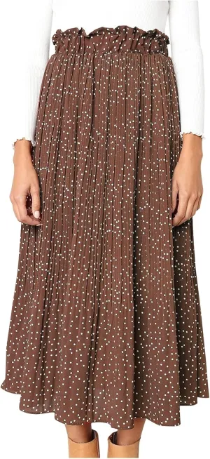 Women's Summer Skirt Women's Pleated Skirt Elegant High Skirt Dot Women's Pleated Midi Casual Waist Maxi Skirts
