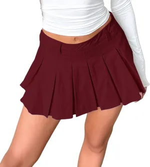 Womens Summer Y2K Pleated Skirt High Waisted Mini Tennis Skirts for WomenLightweight Pickleball Skater Cheer Skorts