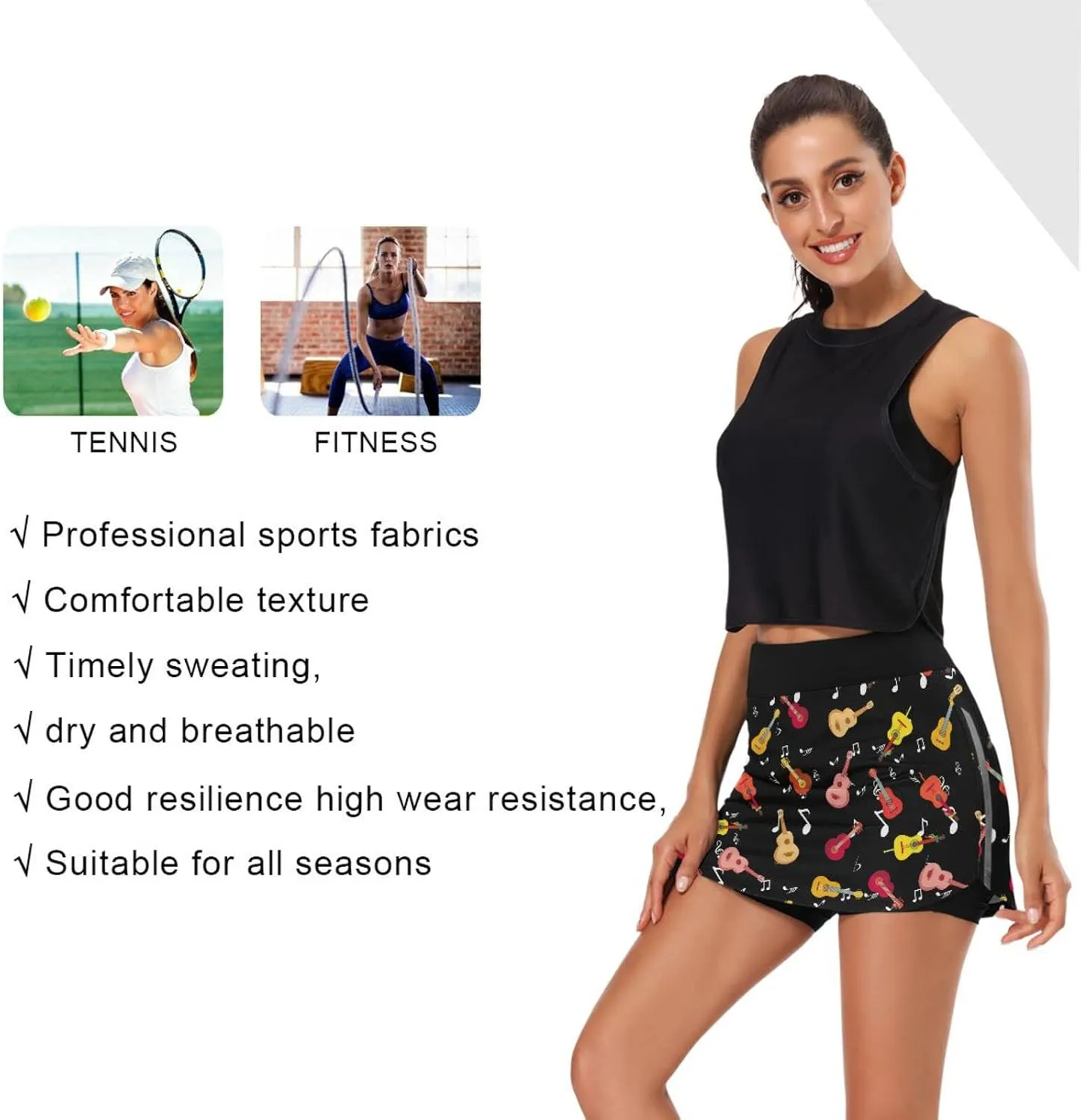 Women's Tennis Skirts Golf Athletic Skorts Mini Summer Running Short with Pocket
