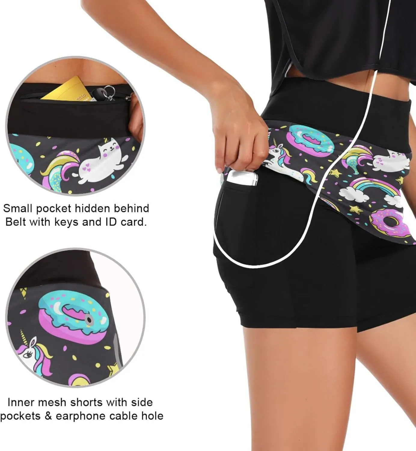 Women's Tennis Skirts Golf Athletic Skorts Mini Summer Running Short with Pocket