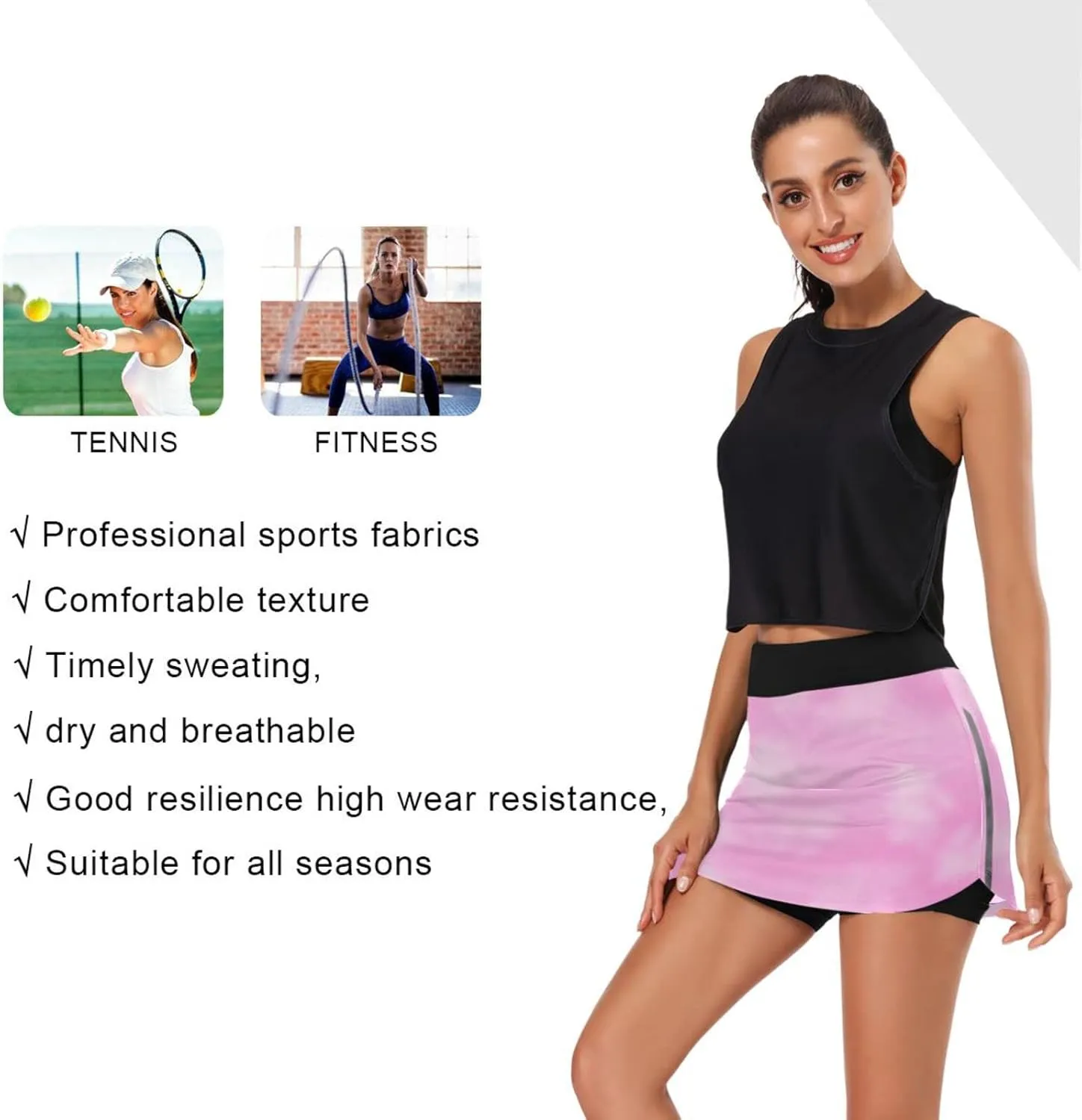Women's Tennis Skirts Golf Athletic Skorts Mini Summer Running Short with Pocket