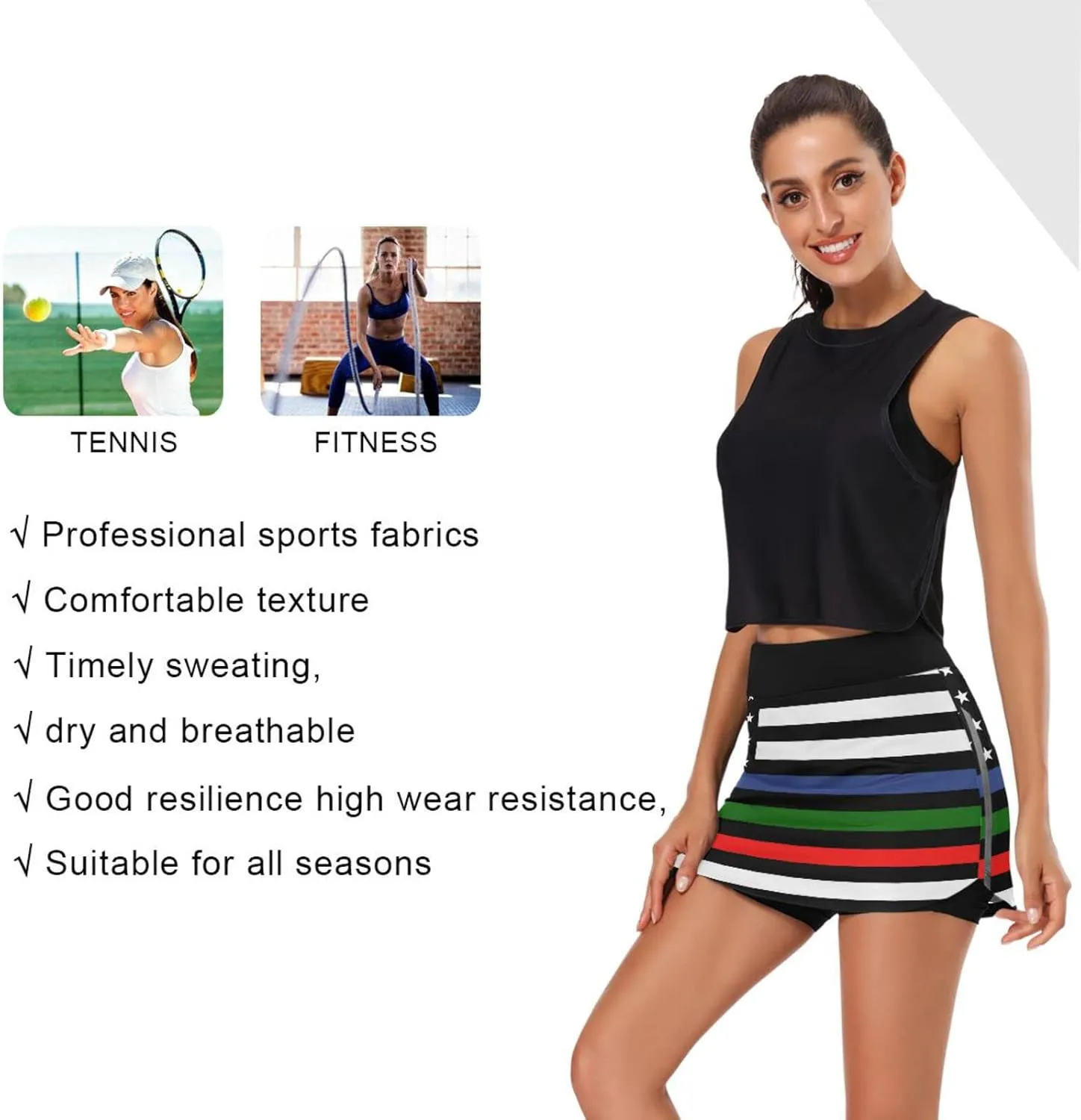 Women's Tennis Skirts Golf Athletic Skorts Mini Summer Running Short with Pocket