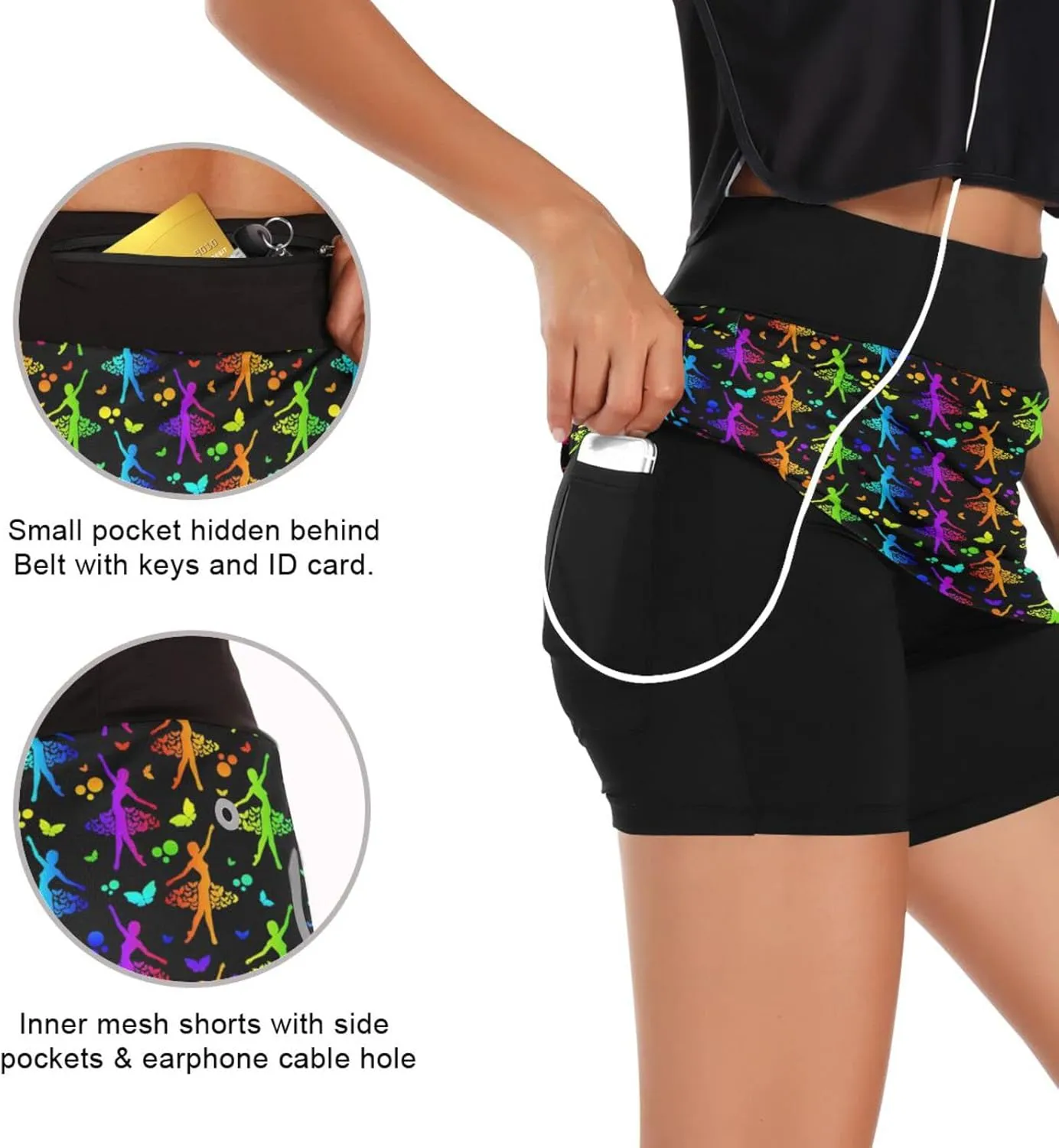 Women's Tennis Skirts Golf Athletic Skorts Mini Summer Running Short with Pocket
