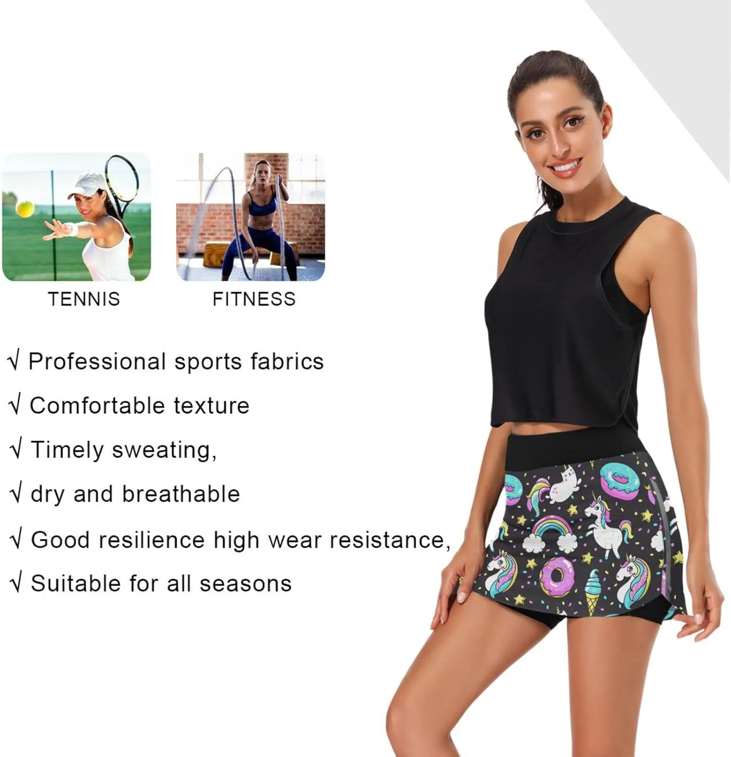 Women's Tennis Skirts Golf Athletic Skorts Mini Summer Running Short with Pocket
