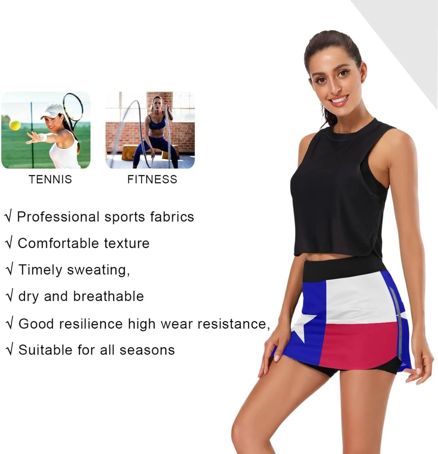 Women's Tennis Skirts Golf Athletic Skorts Mini Summer Running Short with Pocket