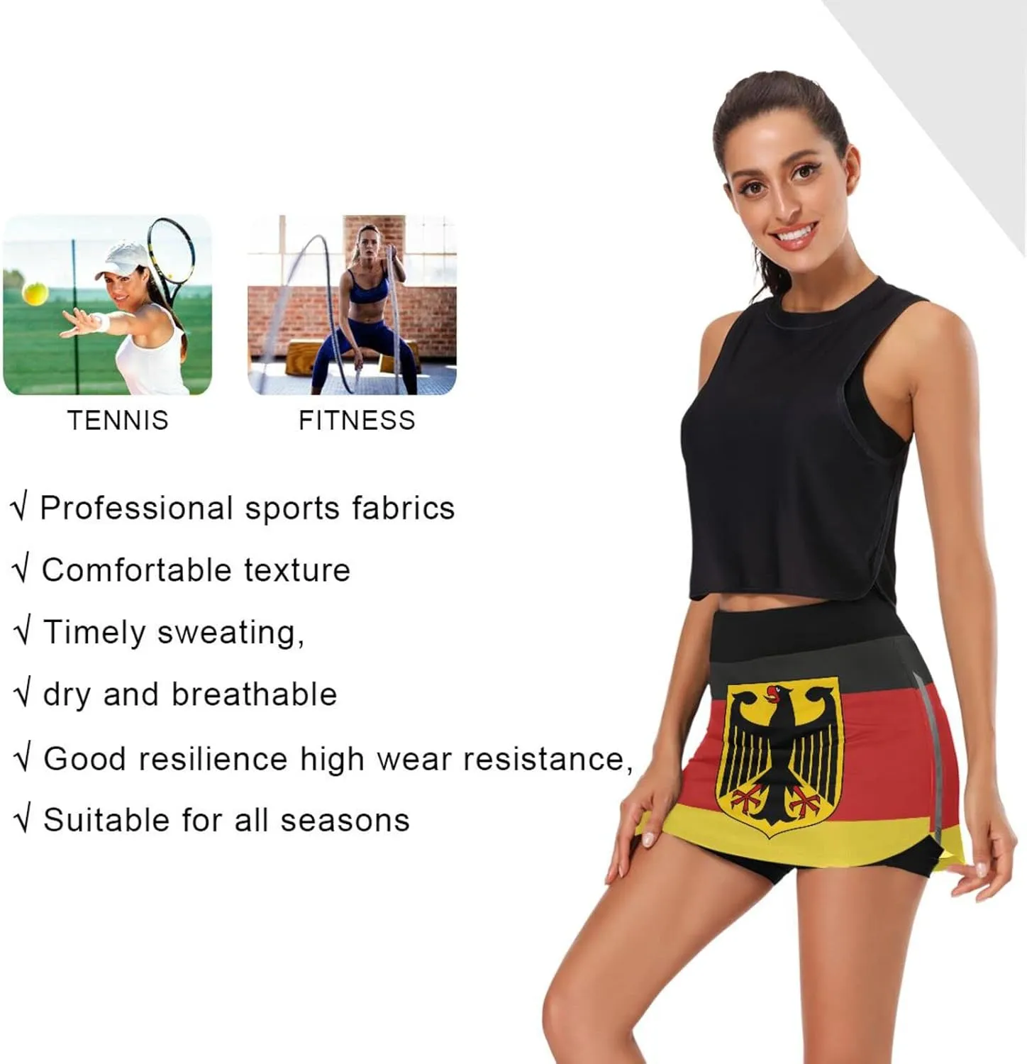 Women's Tennis Skirts Golf Athletic Skorts Mini Summer Running Short with Pocket