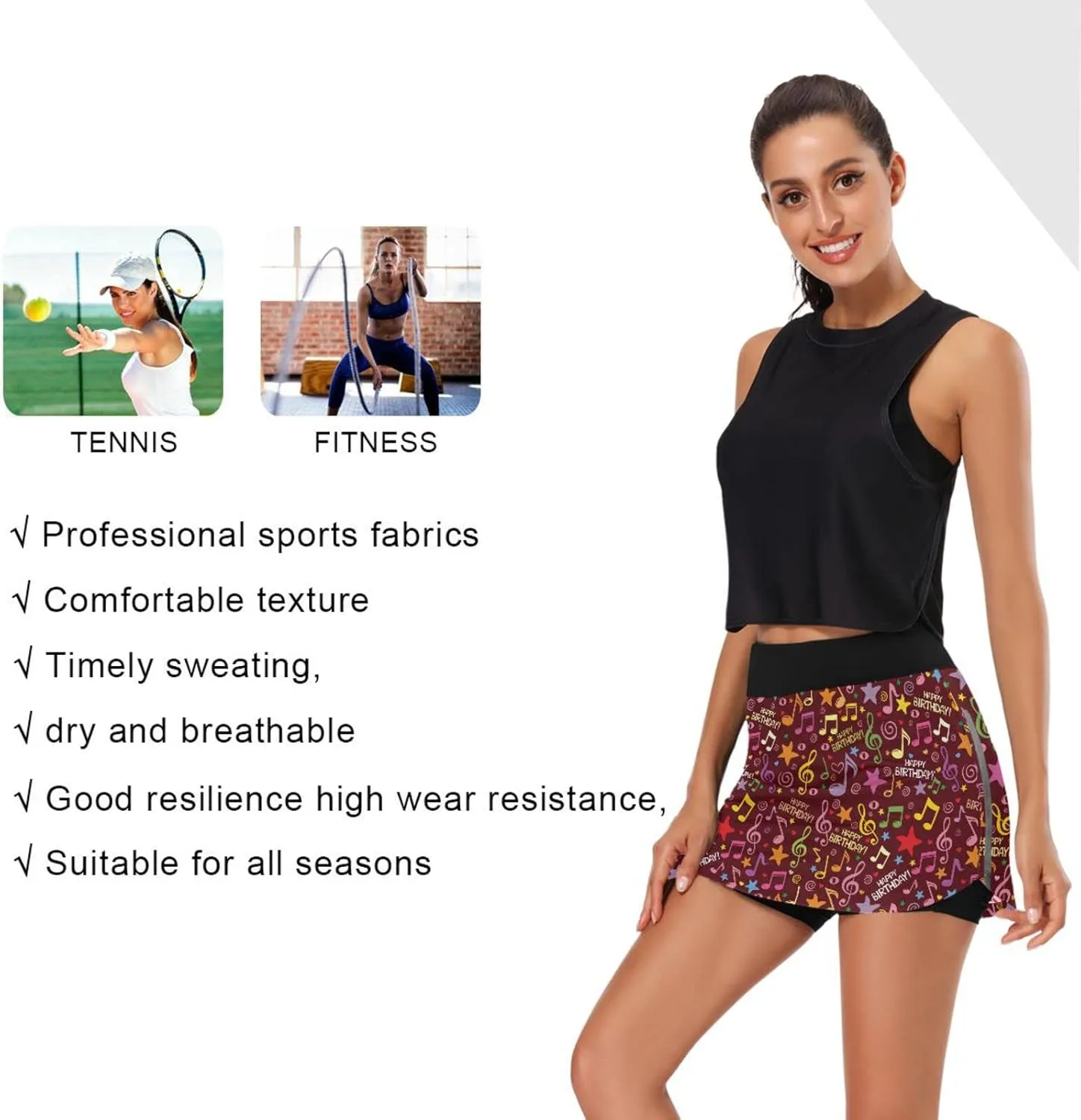 Women's Tennis Skirts Golf Athletic Skorts Mini Summer Running Short with Pocket