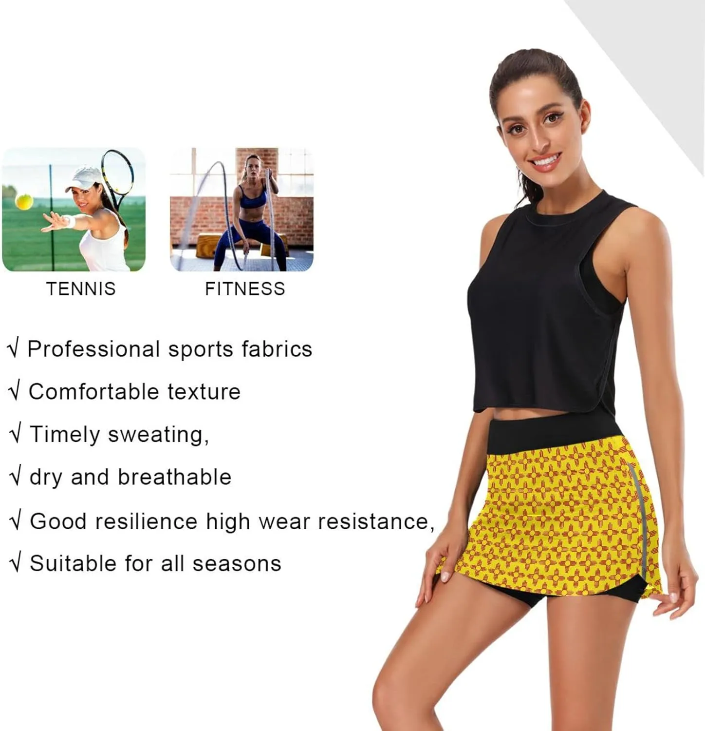 Women's Tennis Skirts Golf Athletic Skorts Mini Summer Running Short with Pocket