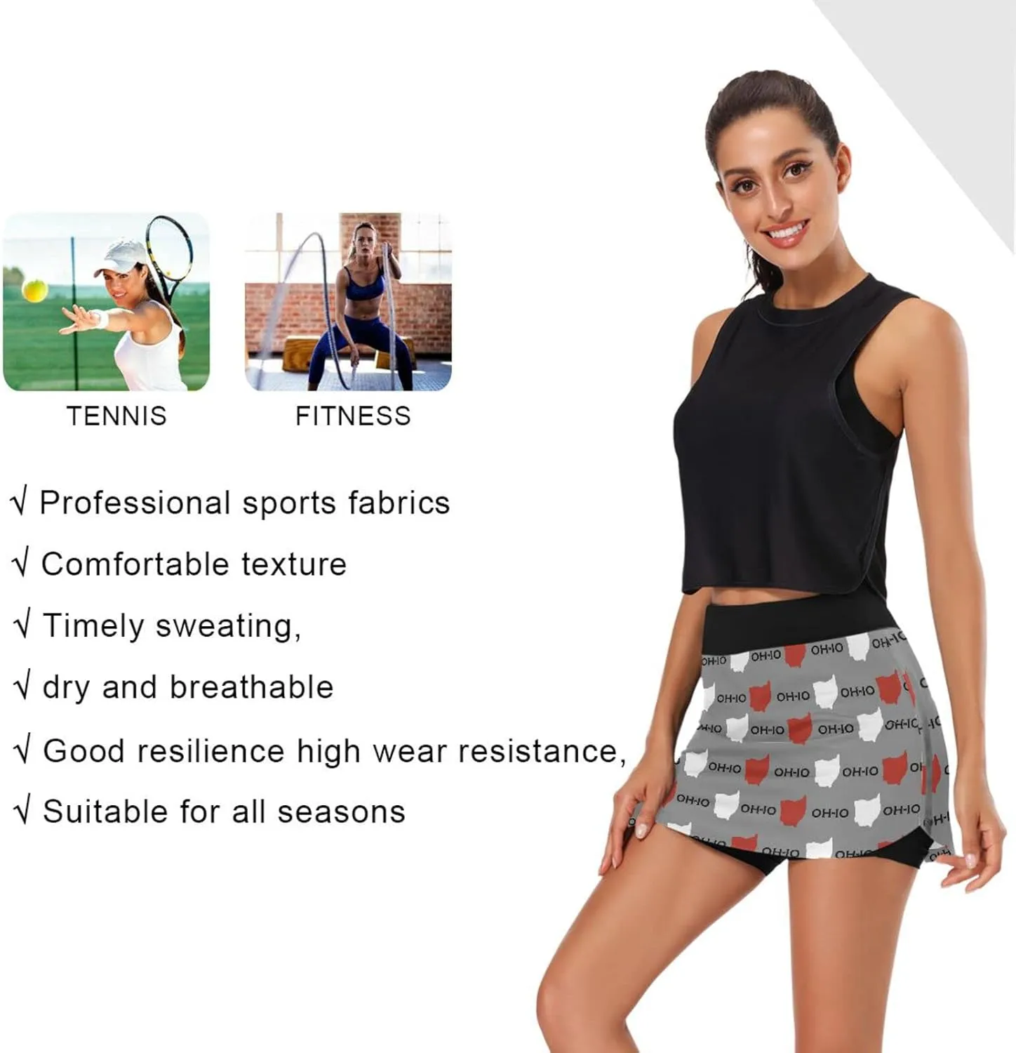Women's Tennis Skirts Golf Athletic Skorts Mini Summer Running Short with Pocket