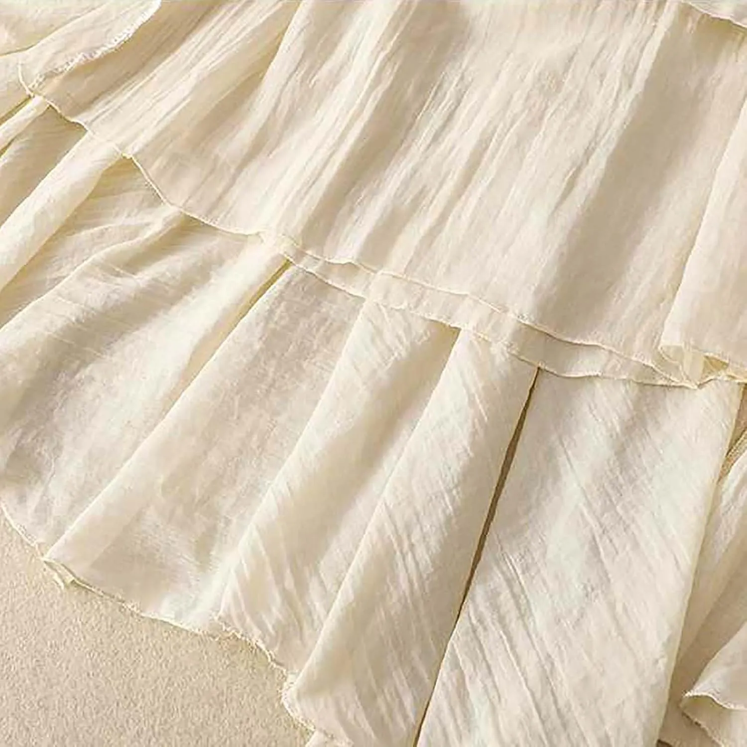 Women's Trendy Solid Ankle Ruffle Skirts Casual High Waist Elastic Midi Skirt Loose Pleated Flowy Hem Lounge Skirt