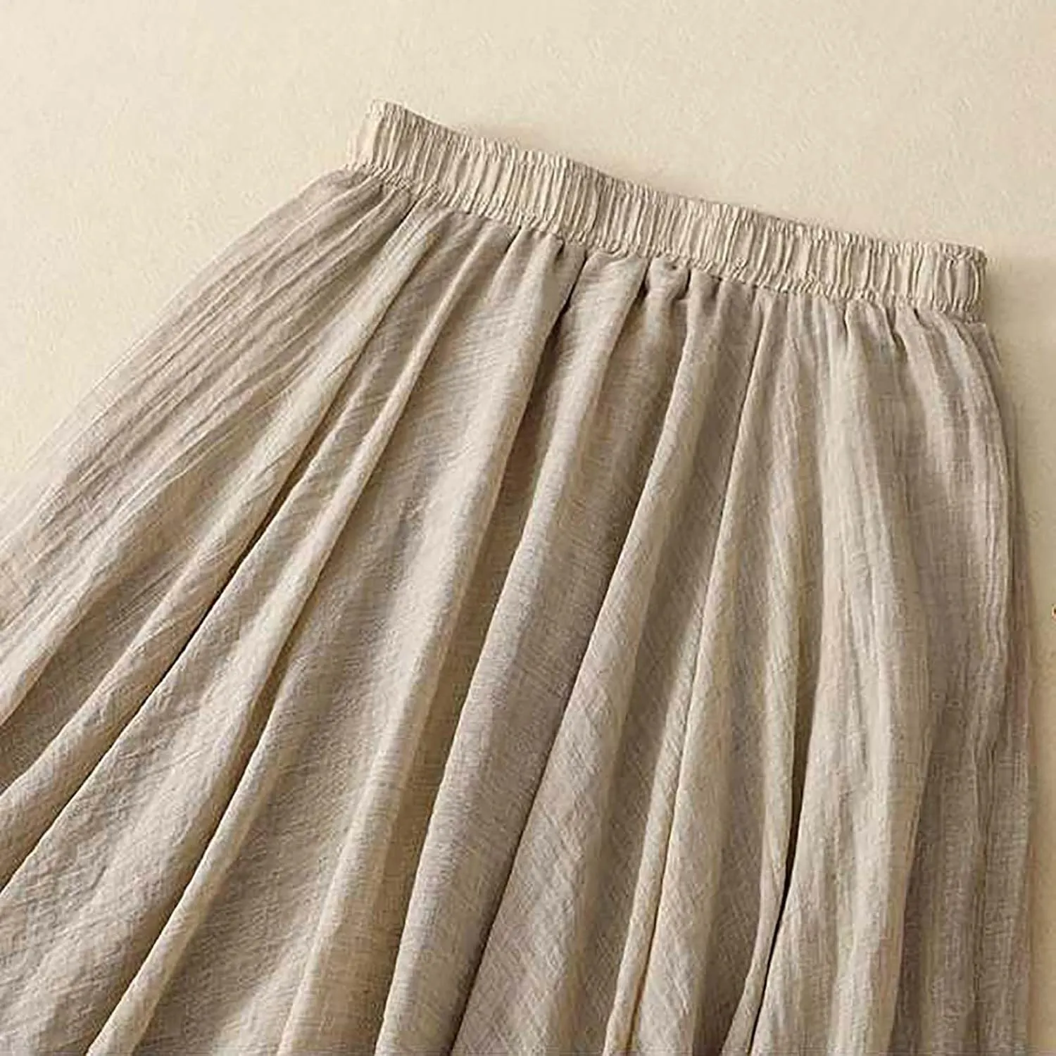 Women's Trendy Solid Ankle Ruffle Skirts Casual High Waist Elastic Midi Skirt Loose Pleated Flowy Hem Lounge Skirt