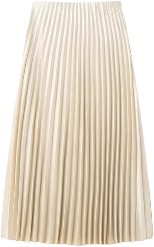 Women's Wide Pleated High Waist Midi Skirt