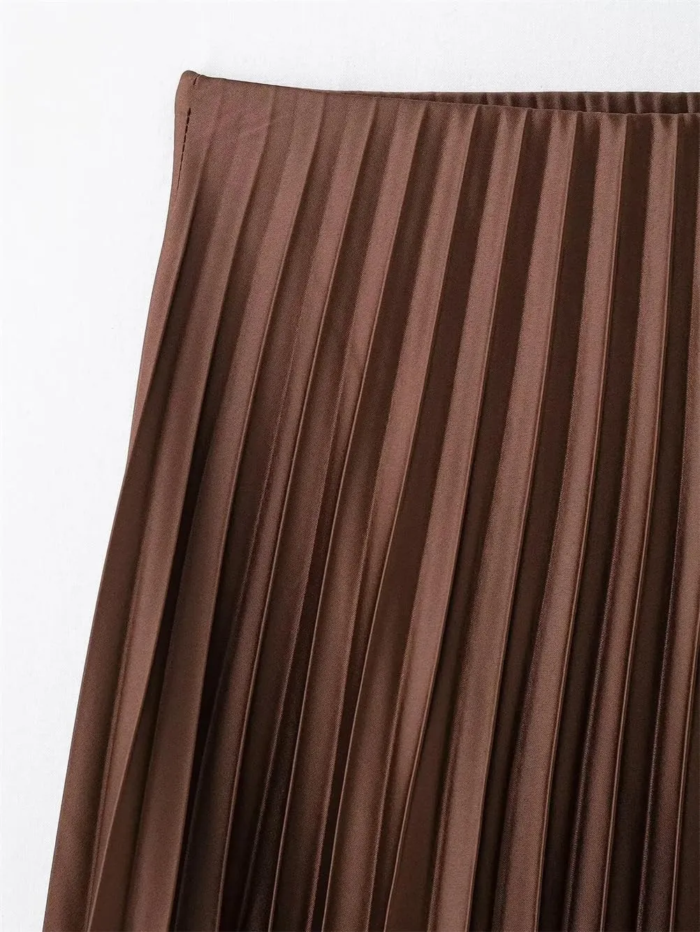 Women's Wide Pleated High Waist Midi Skirt