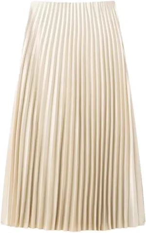 Women's Wide Pleated High Waist Midi Skirt