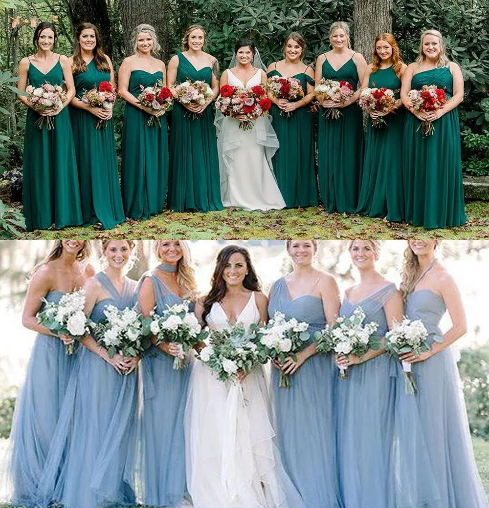XYAYE One Shoulder Chiffon Bridesmaid Dresses with Slit Maxi Long Formal Dresses for Women Party XY014