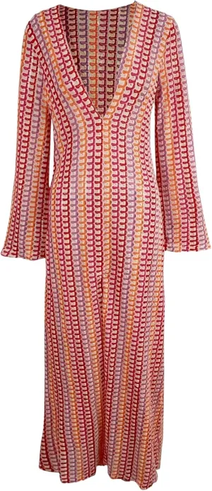 Yimoon Womens Striped Maxi Dress Long Knit Beach Dresses Loose Fit Sexy Summer Contrast Color Side Slit Hollow Out Sundress