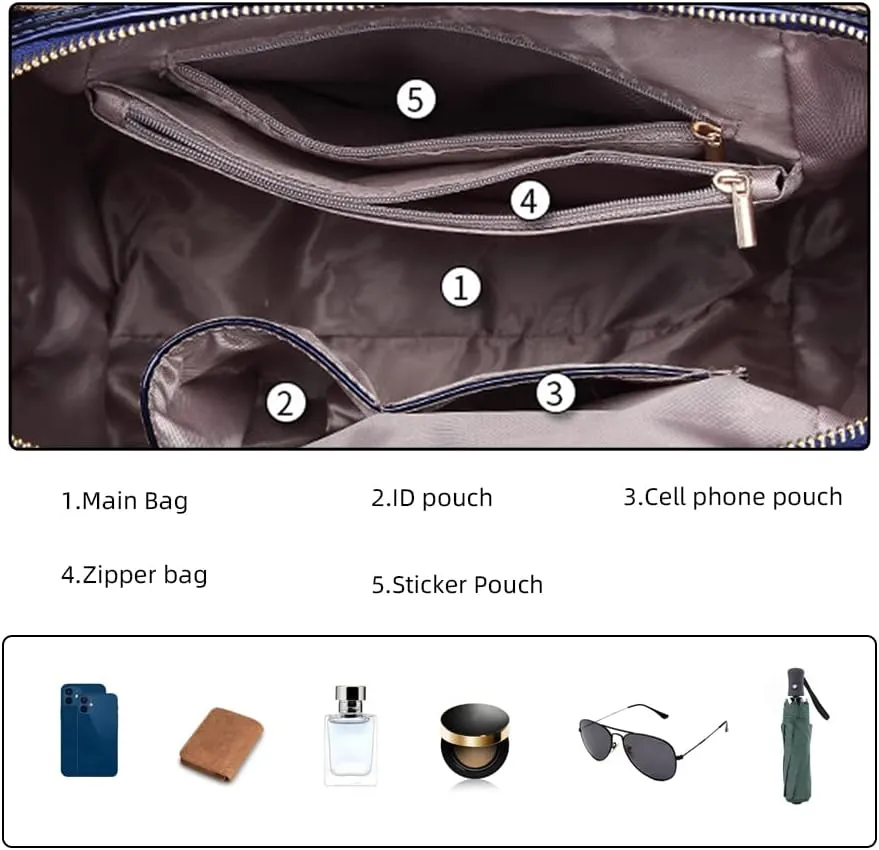Yohora Handbag for Women Vintage Top Handle Bag Leather Shoulder Crossbody Bag Large Capacity Satchel with Rivet