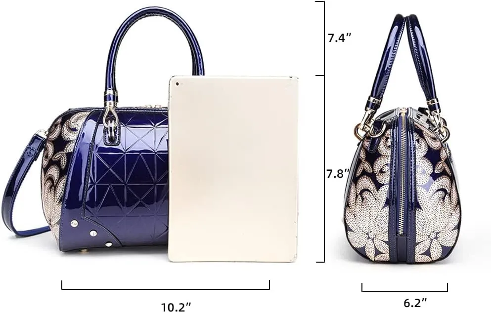 Yohora Handbag for Women Vintage Top Handle Bag Leather Shoulder Crossbody Bag Large Capacity Satchel with Rivet