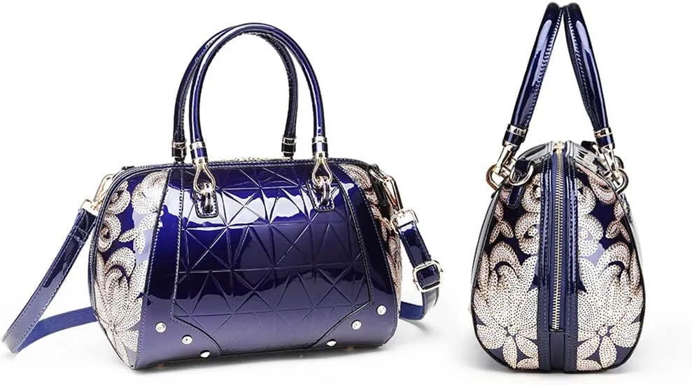 Yohora Handbag for Women Vintage Top Handle Bag Leather Shoulder Crossbody Bag Large Capacity Satchel with Rivet